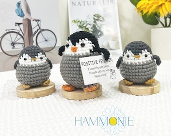 Crochet Penguin Family, Cute Amigurumi Desk Ornament, Positive Gift