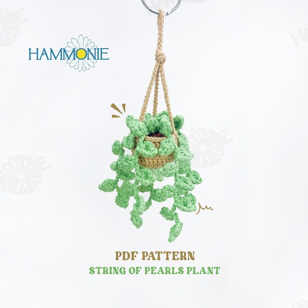 Crochet Pattern String of Pearls Plant , Plant Plushie Patterns, Crochet Plant Hanging, Car Accessories, PDF Crochet Pattern for Plant Lover