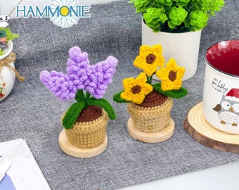 Crochet Sunflower & Lavender Potted Plant Desk Decor