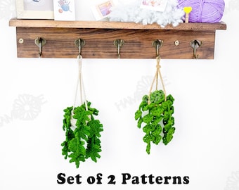 MOTIF AU CROCHET 2 en 1 Décoration suspendue pour pot de plante Monstera, motif au crochet d'accessoires de voiture pour plantes, motif au crochet PDF facile pour les débutants