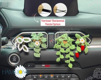 Crochet Plant Car Vent Clip, Crochet Mini Succulent Car Decor, Car Accessories, Car Air Freshener Decor, Plant Lover Gift