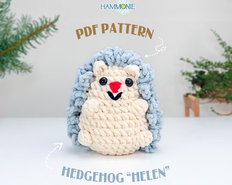 No Sew Hedgehog Plushie Crochet Pattern, Amigurumi Crochet Pattern for Beginner, Stuffed Animals Crochet Pattern With Video Tutorial