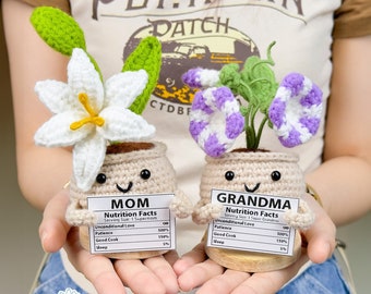 Personalized Crochet Lily Plant Pot: Handmade Knitted Flower Gift