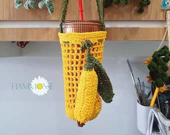 Crochet Water Bottle Holder: Handmade Cotton Macrame Bag
