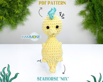 Patrón de ganchillo de caballito de mar, juguete amigurumi, apto para principiantes (patrón en PDF)