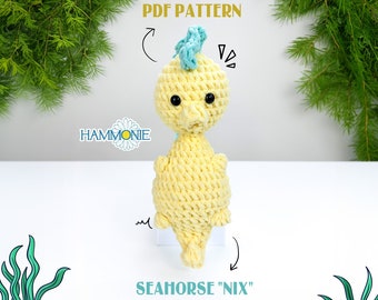 Pas de couture motif hippocampe au crochet, amigurumi hippocampe au crochet motif PDF, motif au crochet facile pour débutant, tutoriel au crochet en téléchargement numérique