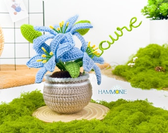 Crochet Lily in Pot, Handmade Desk Decor, Personalized Plant Gift