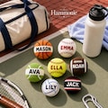 Personalized Sports Crochet Footbag, Custom Name Hacky Sack Style Ball, Handmade Outdoor Basketball Baseball Football Gift product logo