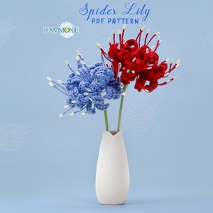 HÄKELANLEITUNG Spinne Lilien Strauß, Häkelanleitung Blumenstrauß, Einfache Häkelanleitung für Anfänger mit Video Anleitung Schritt für Schritt