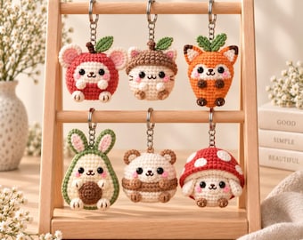 Crochet Whimsical Amigurumi Keychain, Cute Quirky Plushies Bag Charm, Kawaii Backpack Charm, Mini Plush Gift, Halloween Christmas Keychain