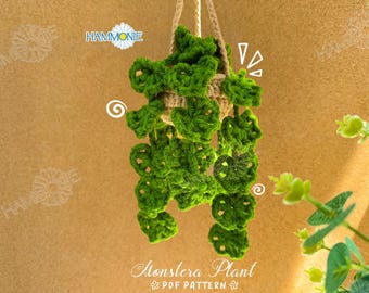 Crochet Monstera Plant Pot Hanging Pattern: Easy Beginner Tutorial (PDF Pattern)