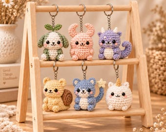 Crochet Amigurumi Keychain, Amigurumi Bag Charm, Kawaii Plush Keychain, Handmade Backpack Charm, Cute Gift for Her