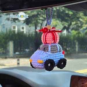 Crochet Car Carry Christmas Gift Mirror Hanging, Crochet Car Accessories for Women, Christmas Car Decor, Christmas Gift Ideas, Birthday Gift