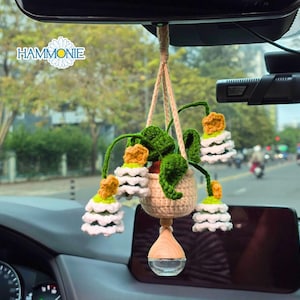 Christmas Tree Plant Pot Car Hanging, Crochet Plant Car Accessories, Christmas Car Decor, Plant Lover Gift, Unique Christmas Gift Ideas