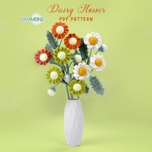 CROCHET PATTERN Daisy Bouquet, Crochet Pattern Mini Flowers Bouquet, Easy Crochet Patterns for Beginners with Video Tutorial Step by Step