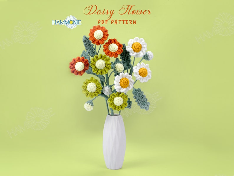 Mini Daisy Bouquet crochet pattern listing photo by Hammonie