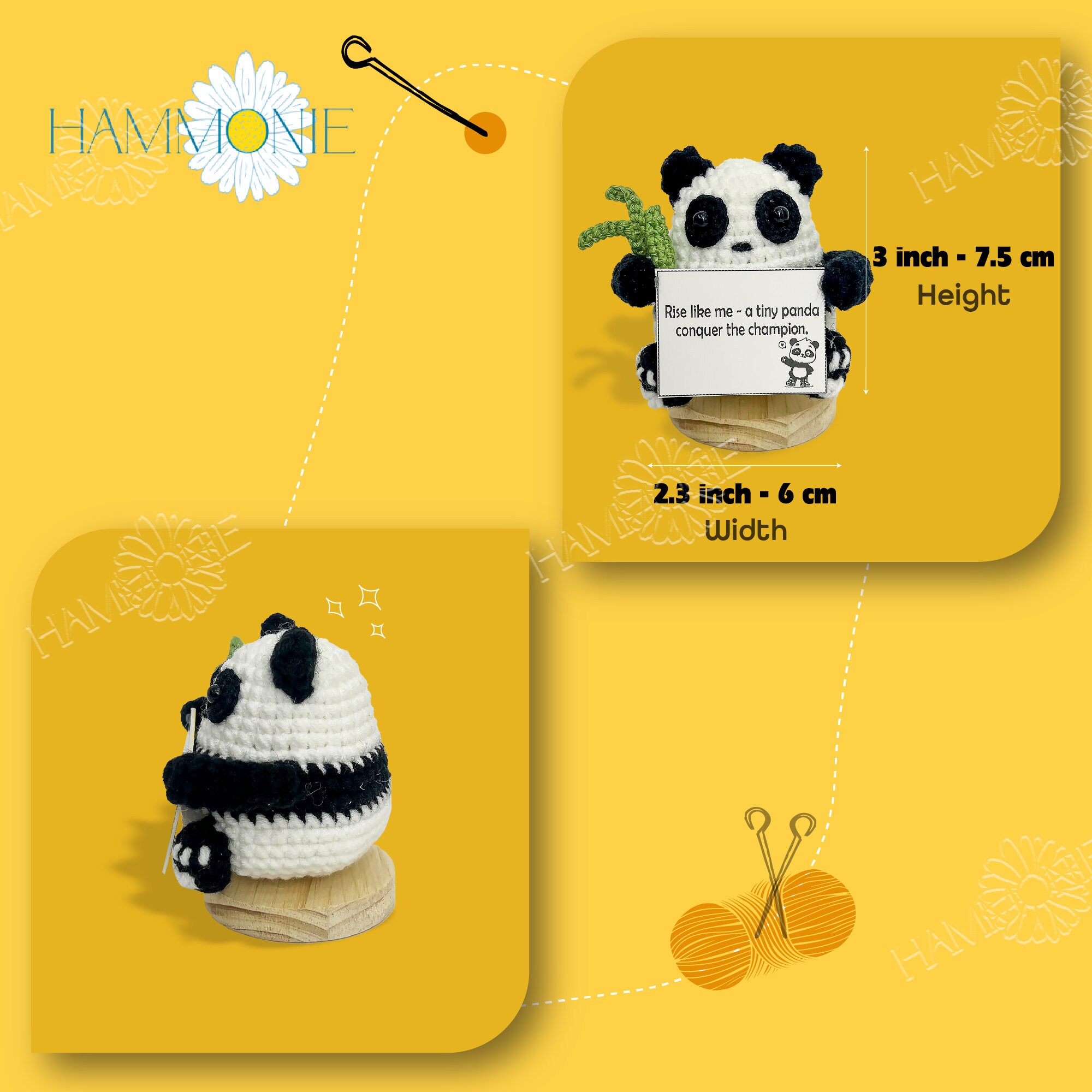 Xotauoeu Positive Crochet Panda, Mini Positive Crochet Animals Gift For