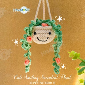 CROCHET PATTERN Smile Plant Hanging, Crochet Pattern Cute Plant, Mini Plant Crochet Pattern for Beginners with Video Tutorial Step by Step