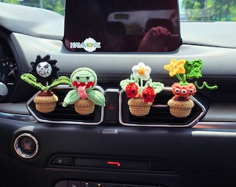 Crochet Plant Car Vent Clip, Crochet Halloween Car Decor, Car Air Freshener Decor, Plant Lover Gift, Car Accessories, Halloween Gift Ideas