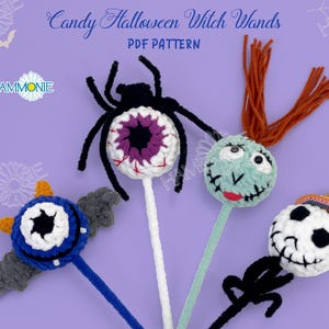 Set of 4 Halloween Candy Toy Crochet Pattern, Halloween Amigurumi Crochet Pattern, PDF Crochet Pattern for Beginners Step by Step