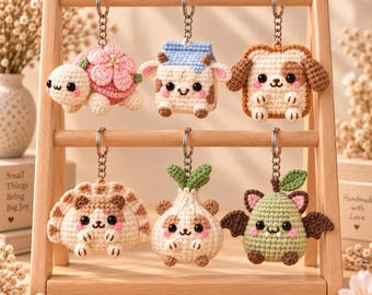 Crochet Whimsical Amigurumi Keychain, Cute Quirky Plushie Bag Charm, Handmade Backpack Charm, Halloween Gift, Christmas Gift