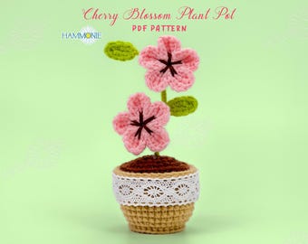 Kirschblüten Blumentopf-Häkelanleitung: Easy Home Decor (PDF-Muster)