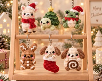 Christmas Crochet Amigurumi Keychain, Noel Amigurumi Bag Charm, Cute Quirky Backpack Charm, Stocking Stuffer Gift, Christmas Gift