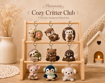Crochet Cozy Critter Club Keychain, Cute Amigurumi Backpack Charm, Back to School Gift, Teacher Gift, Handmade Pet Keyring, Phone Charm