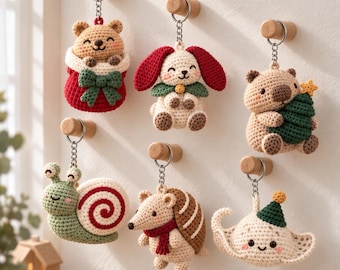 Christmas Crochet Keychain, Handmade Quirky Christmas Amigurumi Bag Charm, Whimsical Backpack Charm, Unusual Christmas Gift