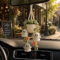 Halloween Crochet Ghost Car Hanging Plant, Cute Car Charm, Handmade Spooky Basket Decor, Halloween Car Accessory Gift product logo