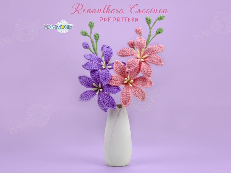 Mini Orchid Bouquet crochet pattern listing photo by Hammonie