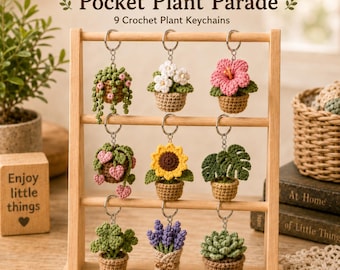 Crochet Plant Keychain, Cute Amigurumi Bag Charm, Teacher Gift, Back to School Gift, Handmade Pocket Plant Parade
