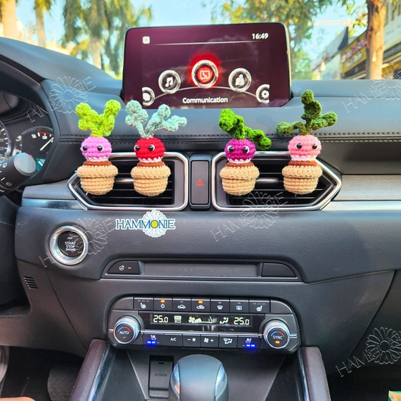 Crochet Plant Car Vent Clip: Handmade Car Air Freshener Decor - Etsy