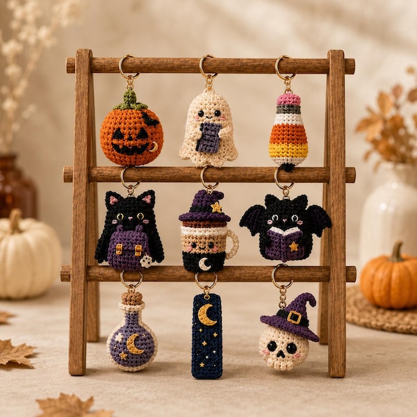 Crochet Keychain, Halloween Bag Charm, Spooky Study Break Accessory