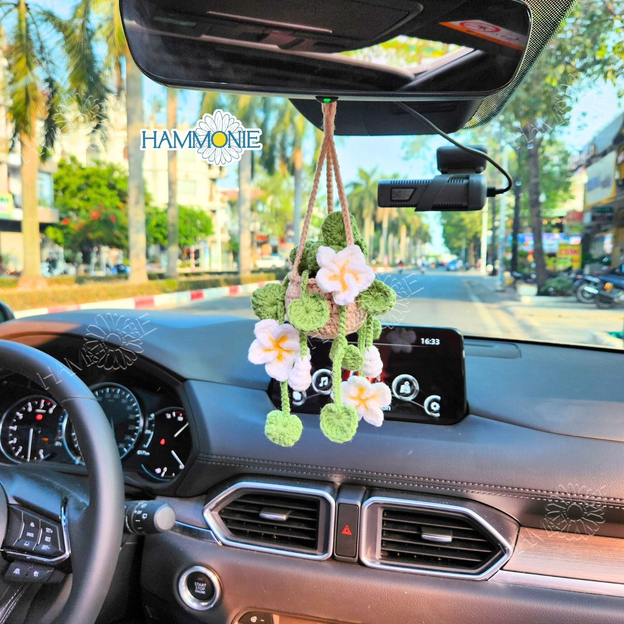 Crochet Plumeria Car Hanging, Cute Car Decor, Plant Lover Gift - Etsy