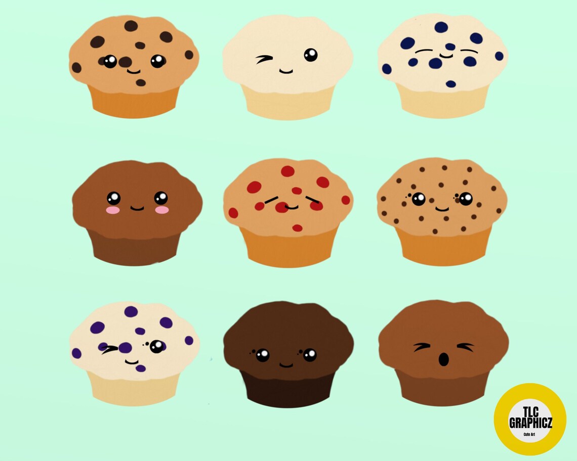 Kawaii Muffins Clipart Cute Muffin Clipart Muffin Clipart - Etsy
