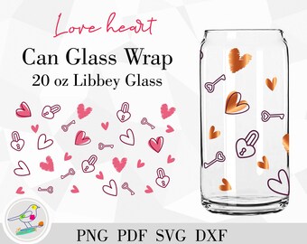 Valentine Heart SVG: Libbey 20oz blikje glasfolie (digitale download)