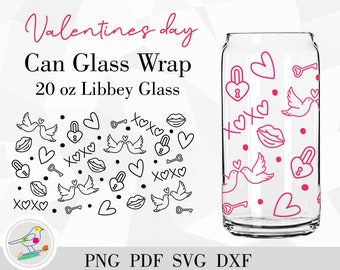 Valentine Heart XOXO SVG: Libbey 20oz blikje glasfolie (digitale download)
