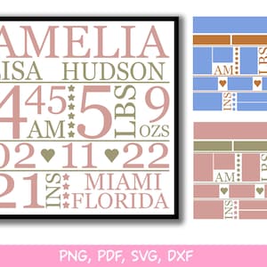 Birth stats svg, Birth Announcement svg, Baby Birth Stats svg, Pink Sign, Blue Sign, Personalize, For Cricut , Silhouette, digital download