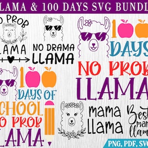 No Drama Llama svg, Llama Svg Bundle, Alpaga png, 100 jours d’école, retour à l’école, No Prob llama, clipart de chemise de lama, Silhouette cricut