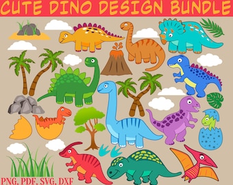 Dinosaur Clipart SVG Bundle, Baby Dino (Digital Download)