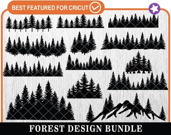 Forest Tree Silhouette SVG Bundle, Pine Tree Clipart (Digital Download)