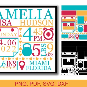 Födelsemeddelandestatistik SVG, Baby Shower-skylt (digital nedladdning)