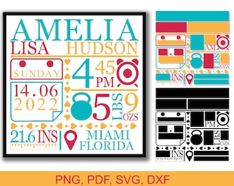 Anuncio de nacimiento SVG, letrero para baby shower (descarga digital)