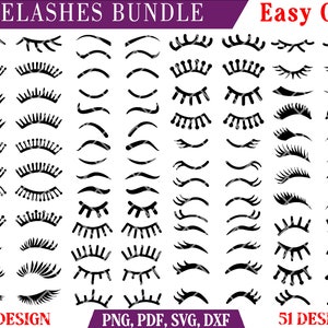 51 Eyelashes SVG Bundle, Eyebrows Svg, Unicorn Eyelashes SVG, Kawaii Eyelashes Png Clipart, Eyelashes Printable, Eyelashes Silhouette cricut