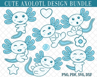 Kawaii Axolotl SVG Clipart Bundle (Digital Download)