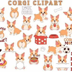 Kawaii Corgis Bundle, Corgis svg Clipart, Shiba Hund, Süßer Corgis Butt SVG Bundle, Lustiges Baby Corgis png, guess what, Corgis Mama Silhouette Cricut