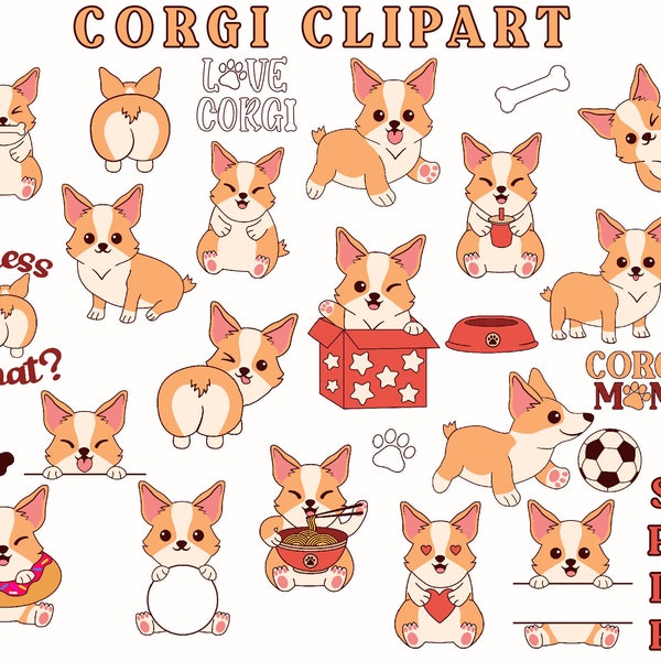 Kawaii Corgi Clipart - Etsy