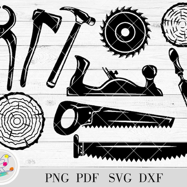 Carpenter tools svg bundle, Workshop Svg, hand tool svg, woodwork tool, sawmill svg, hammer, saw, chisel, ace svg clipart, Silhouette cricut