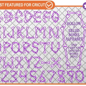 Hollow Bones font svg, Halloween Bones Alphabet, Skeleton Bones font svg bundle, horror font Silhouette, bone monogram png clipart, cricut